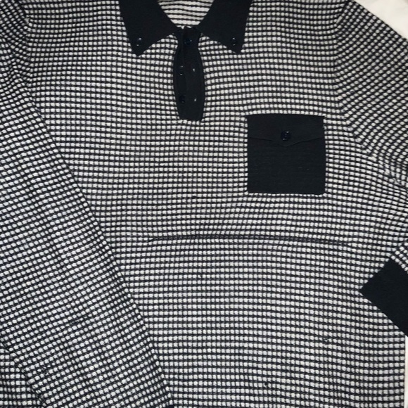 Alpha Studio, men's oven shirt, Mulberry Silk and Cashmere, black on white. - Picture 4 of 8